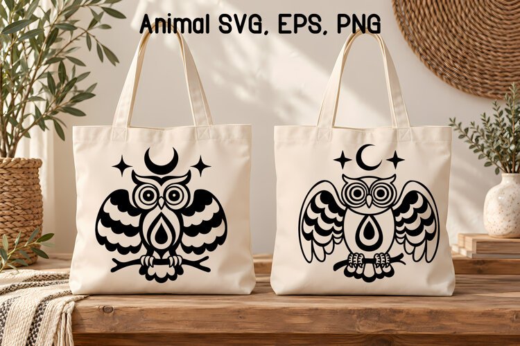 Psychedelic Owl Moon SVG | Animal SVG example image 1
