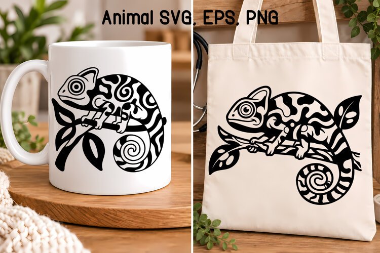 Psychedelic Chameleon SVG | Animal SVG example image 1