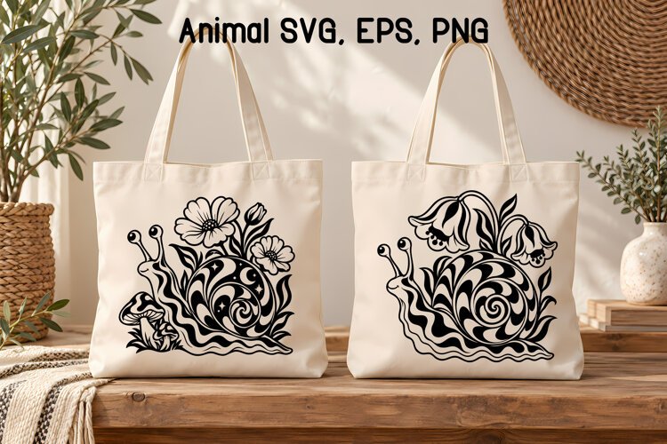 Psychedelic Snail Floral SVG | Animal SVG example image 1