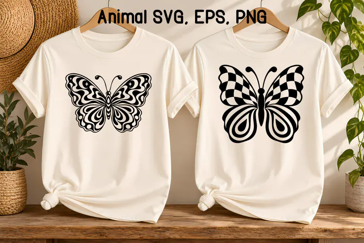 Psychedelic Butterfly Checkerboard SVG | Animal SVG