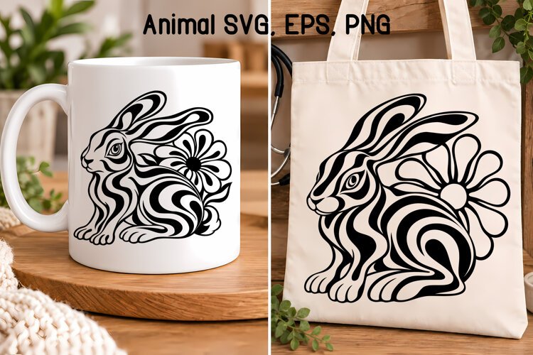 Psychedelic Rabbit Daisy SVG | Animal SVG example image 1