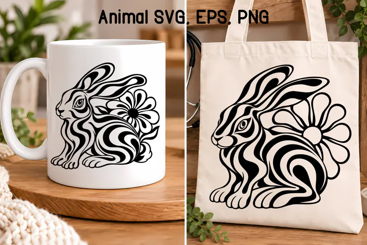 Psychedelic Rabbit Daisy SVG | Animal SVG