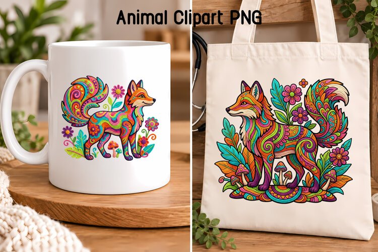 Psychedelic Fox Clipart PNG | Animal Sublimation