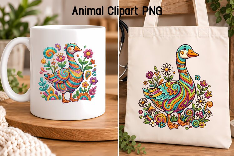 Psychedelic Goose Clipart PNG | Animal Sublimation