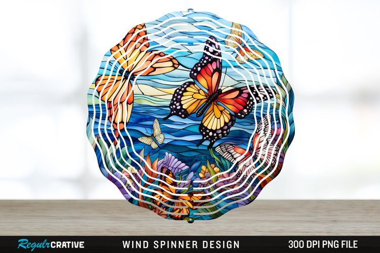 Psychedelic Butterflies Wind Spinner Sublimation PNG Design