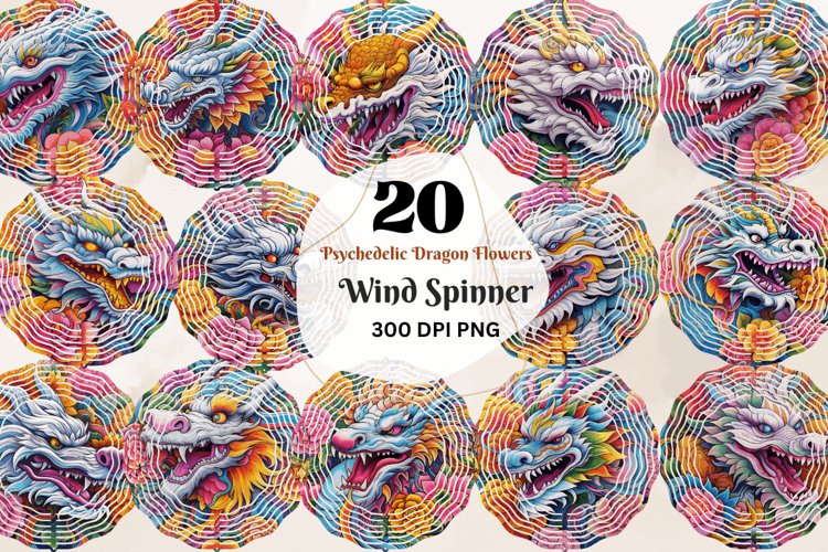 Psychedelic Dragon Flowers Wind Spinner Bundle