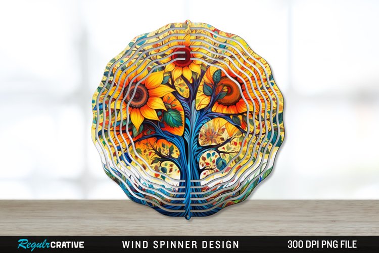 Psychedelic Sunflower Flowers Wind Spinner Sublimation PNG