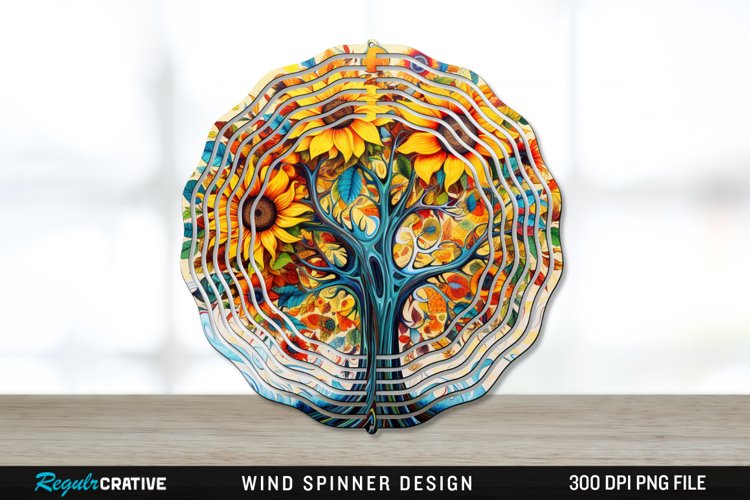 Psychedelic Sunflower Flowers Wind Spinner Sublimation PNG