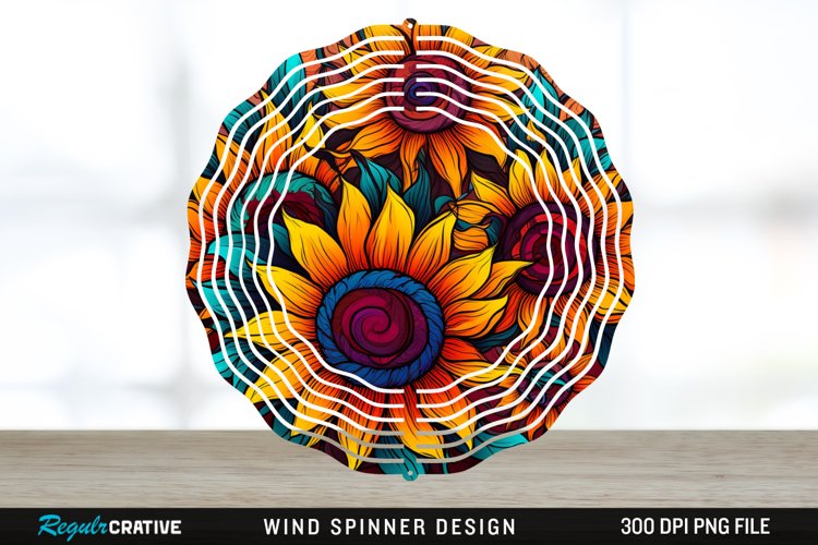 Psychedelic Sunflower Flowers Wind Spinner Sublimation PNG