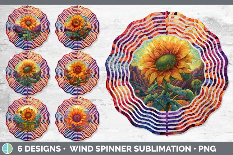 Psychedelic Sunflower Flowers Wind Spinner | Sublimation Spi