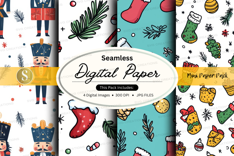 Christmas nutcracker digital paper
