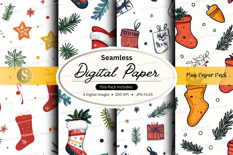 Christmas stockings digital paper example image 1
