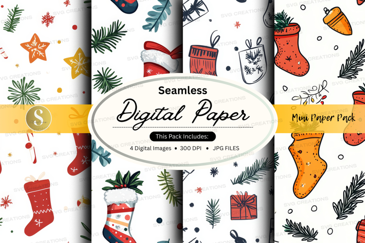 Christmas stockings digital paper