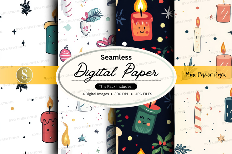 Seamless digital paper - candle and holiday theme