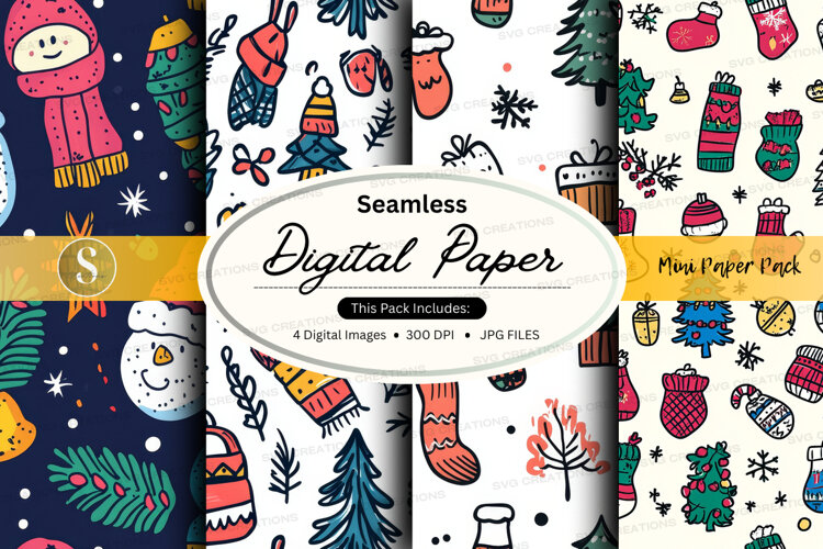 Seamless digital paper - festive winter example image 1