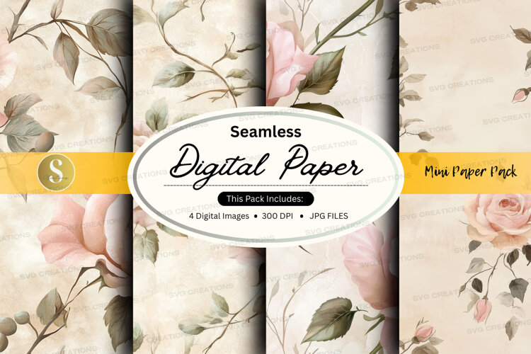 Seamless digital paper - blush roses and greenery example image 1
