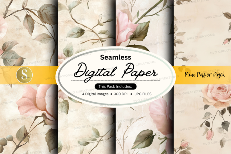 Seamless digital paper - blush roses and greenery