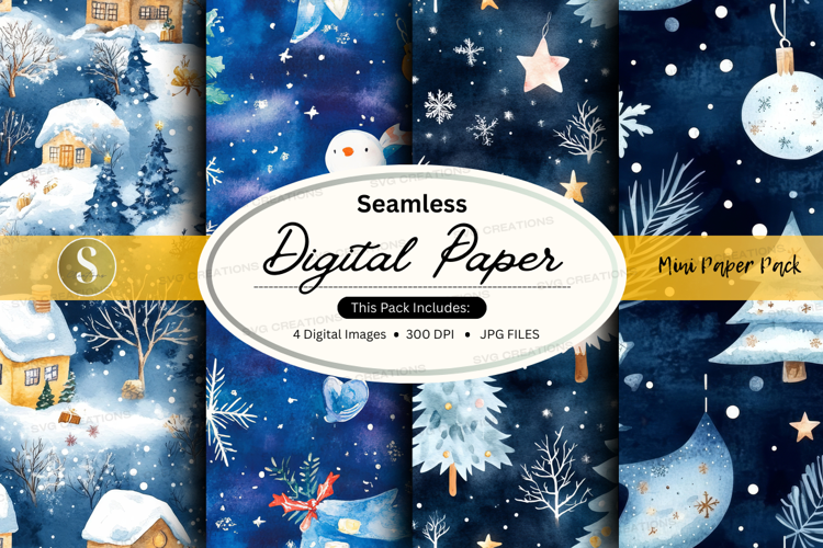 Seamless winter night digital paper