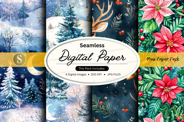 Seamless winter forest digital paper