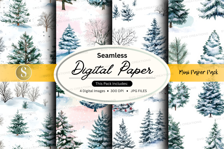 Seamless winter forest digital paper