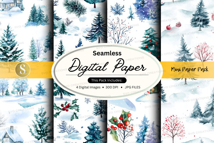 Seamless winter forest digital paper example image 1