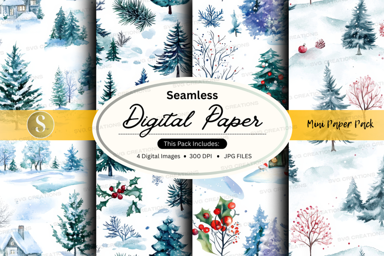 Seamless winter forest digital paper