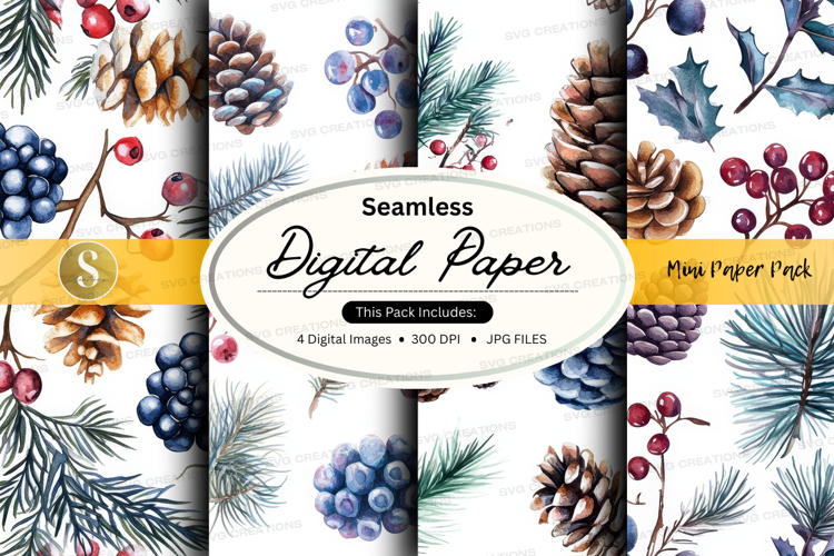 Seamless winter forest digital paper