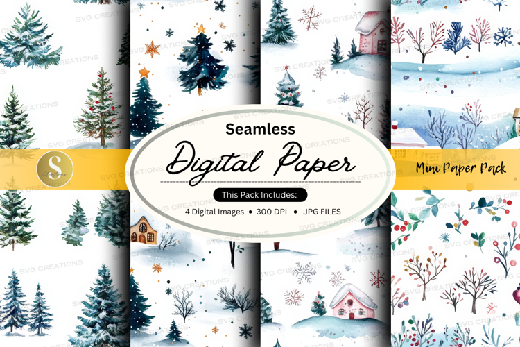 Seamless winter landscape digital paper