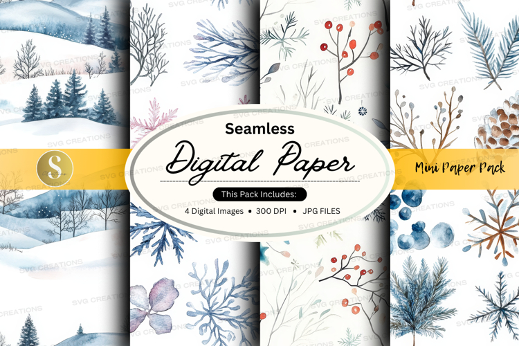 Seamless winter landscape digital paper
