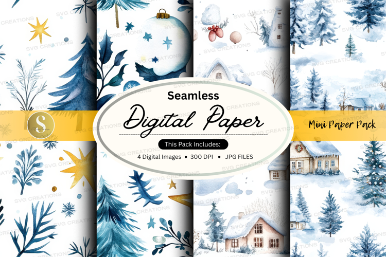 Seamless winter wonderland digital paper