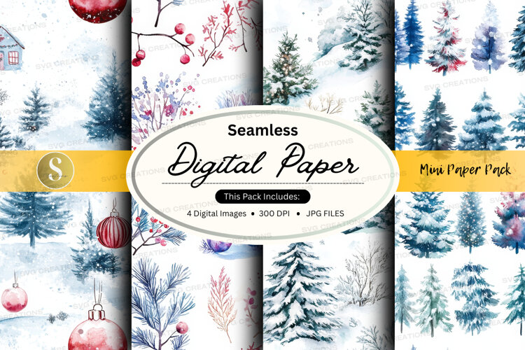 Seamless winter forest digital paper example image 1