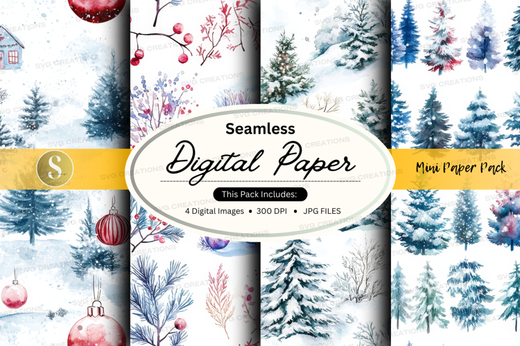 Seamless winter forest digital paper