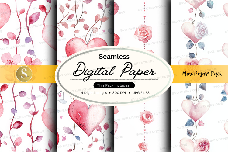 Romantic hearts digital paper