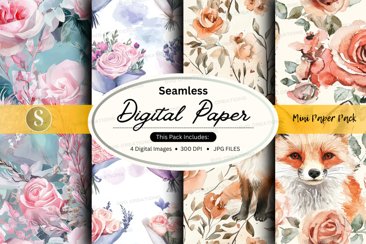 Seamless floral digital paper pack