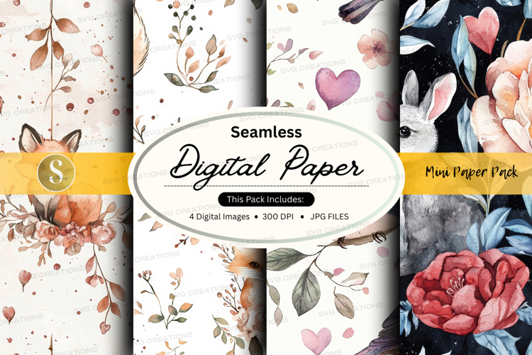 Seamless floral digital paper pack