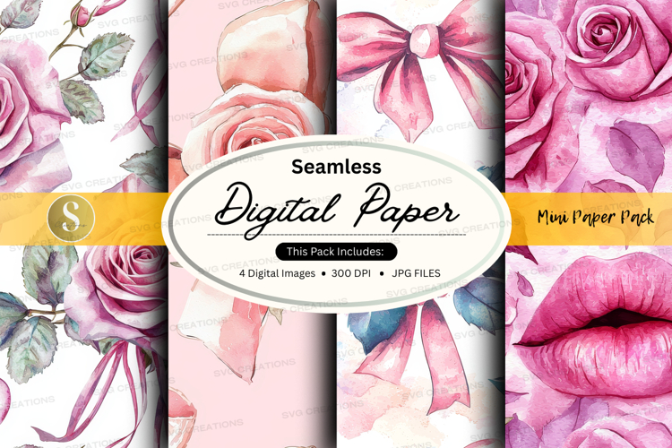 Seamless floral hearts digital paper