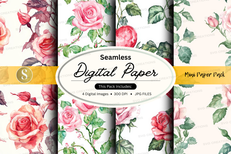 Seamless rose pattern digital paper