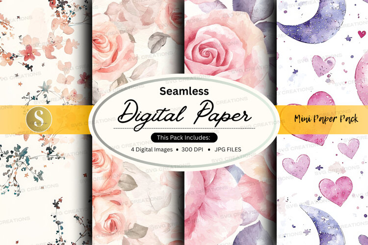 Seamless digital paper - romantic floral pack