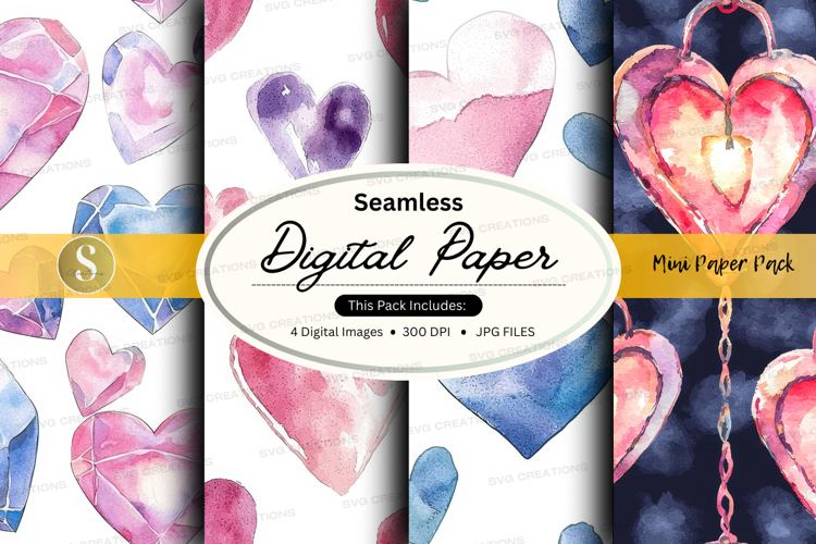 Seamless hearts digital paper