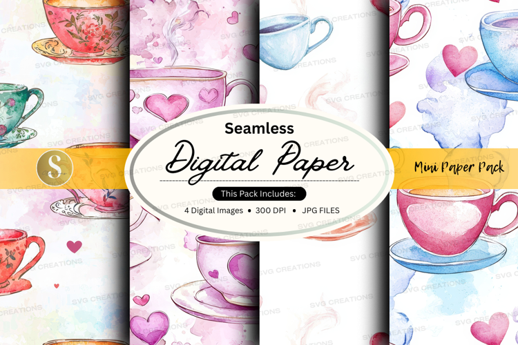 Tea time digital paper