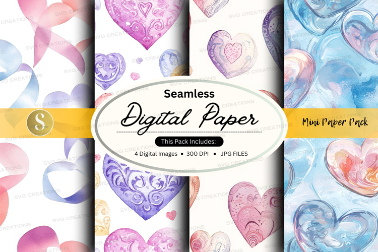 Seamless hearts digital paper