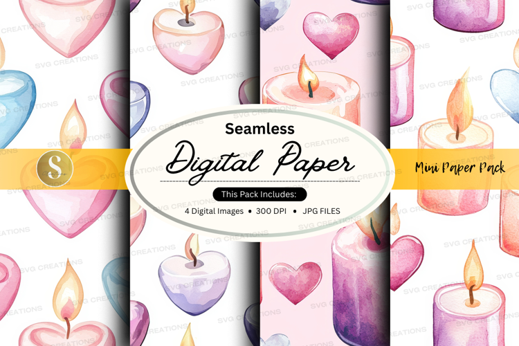 Seamless digital paper - romantic candles and hearts