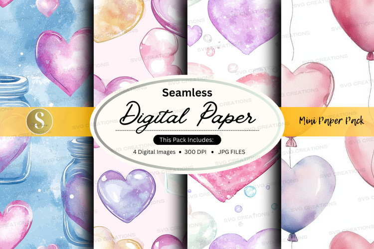 Seamless digital paper - heart balloons