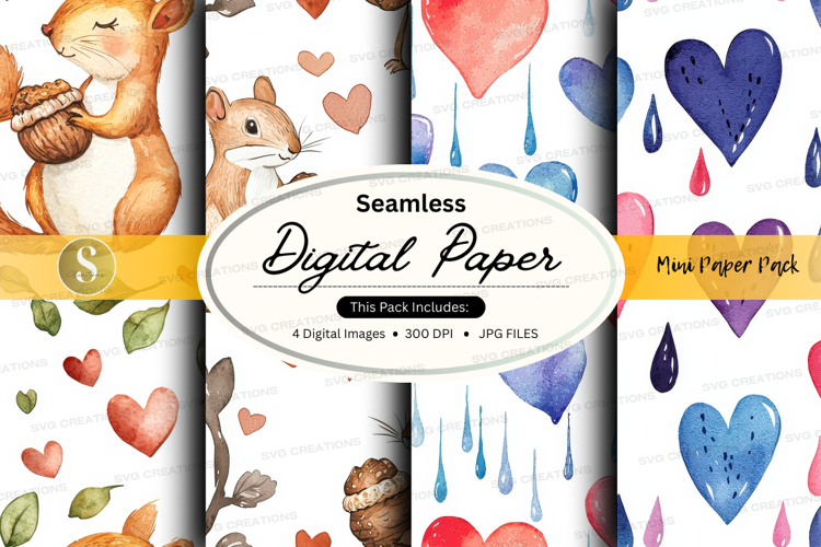 Whimsical forest animals digital paper