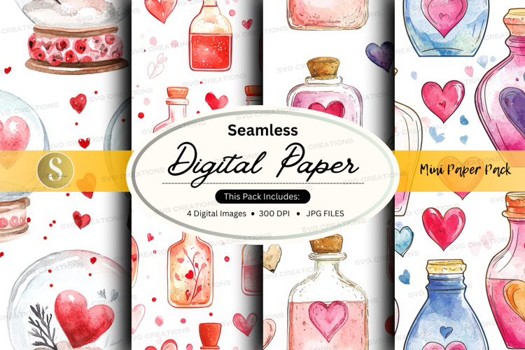 Seamless digital paper - love potion theme digital paper