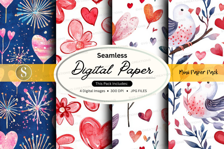 Seamless love themed digital paper example image 1