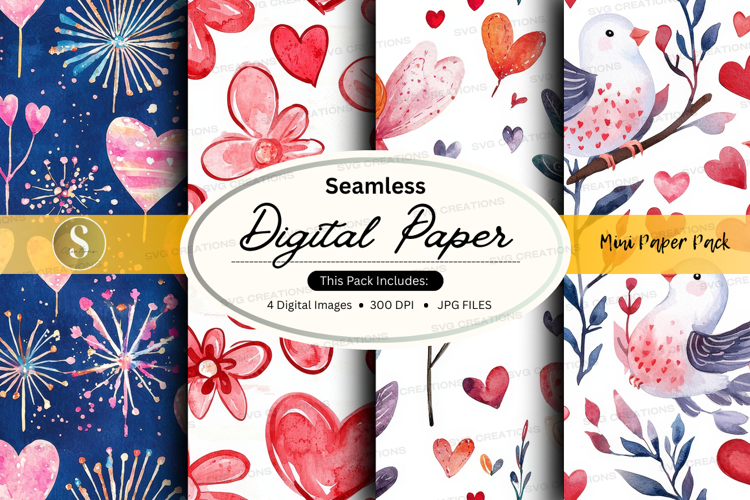 Seamless love themed digital paper