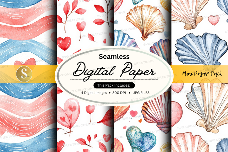 Seamless digital paper - mussel pattern pack digital paper