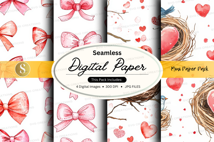 Romantic digital paper pack