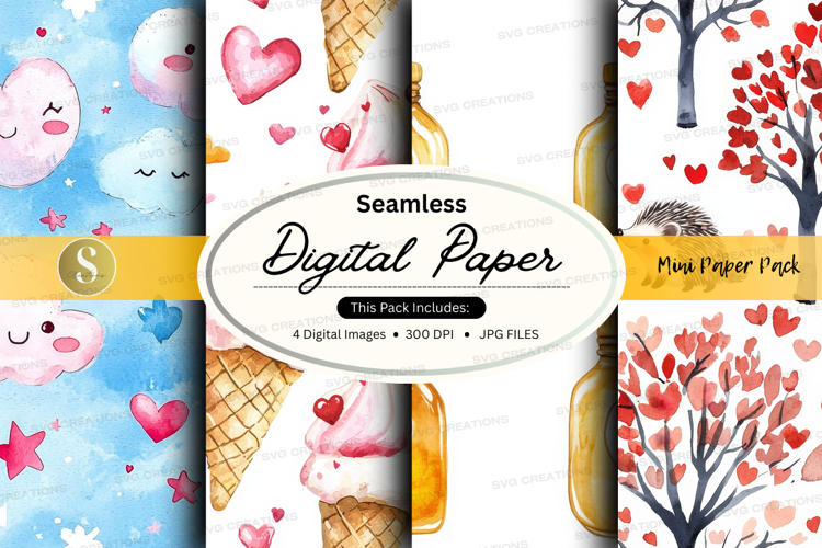 Valentines day digital paper pack